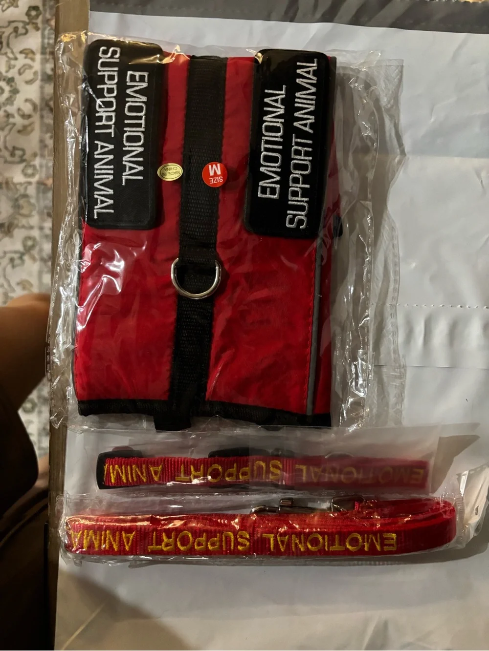 Red Emotional Support Animal Vest with Leash and Collar